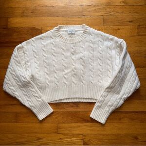 SUNDAY BEST ARITZIA Peggy Cropped Sweater Cream White Cable Knit size XS
